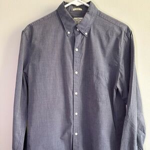 J. Crew Button-Down Shirt in Textured Blue-Grey Wash - Medium, Slim Fit